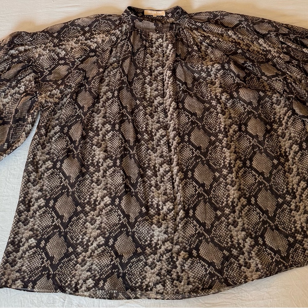 Michael Kors Made in Italy Snake Print Sheer Top